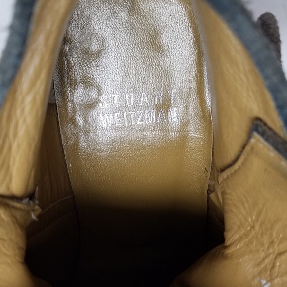 Stuart Weitzman shoes green/brown suede buckle panel ankle booties 4.5M - Picture 11 of 12